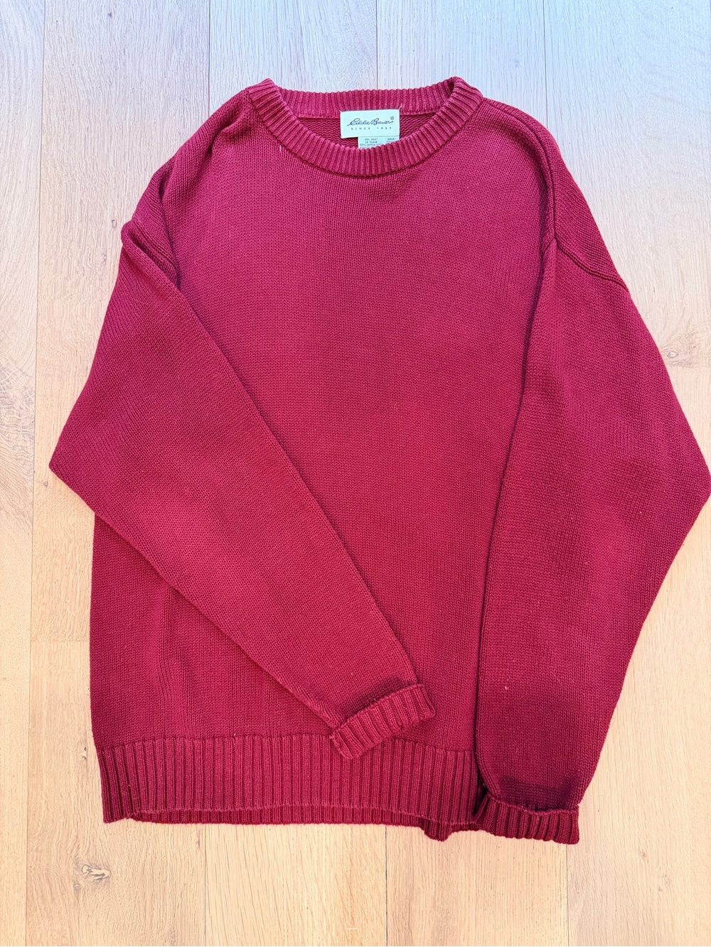 Eddie Bauer Red Cotton Crewneck Sweater Mens Medium Classic